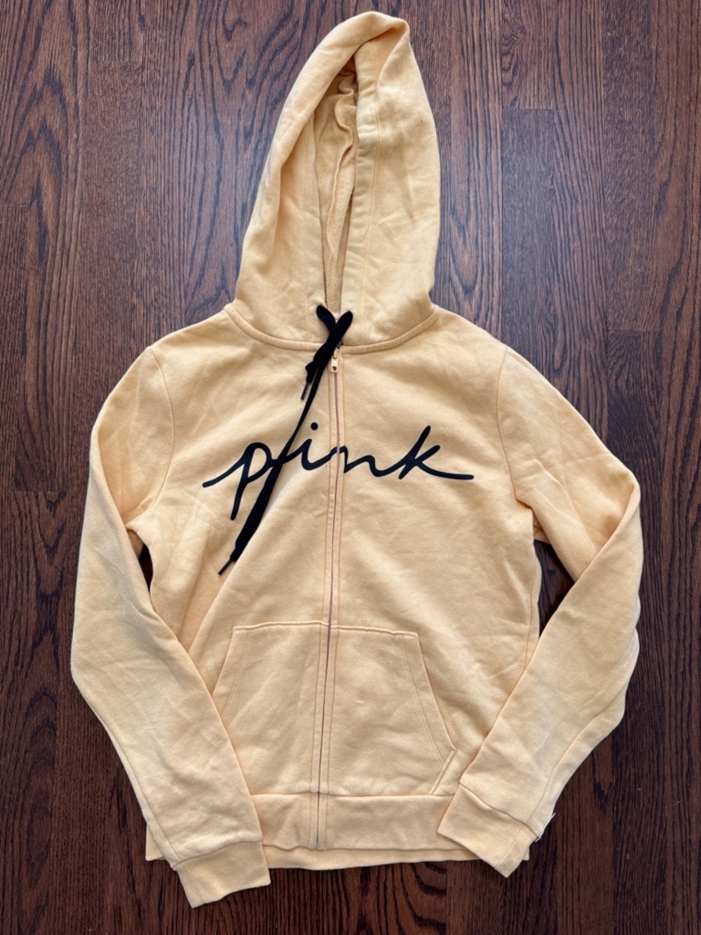 ☮️☮️ PINK Zip-Up Hoodies in Heather Gray & Mustard - Picture 4 of 5